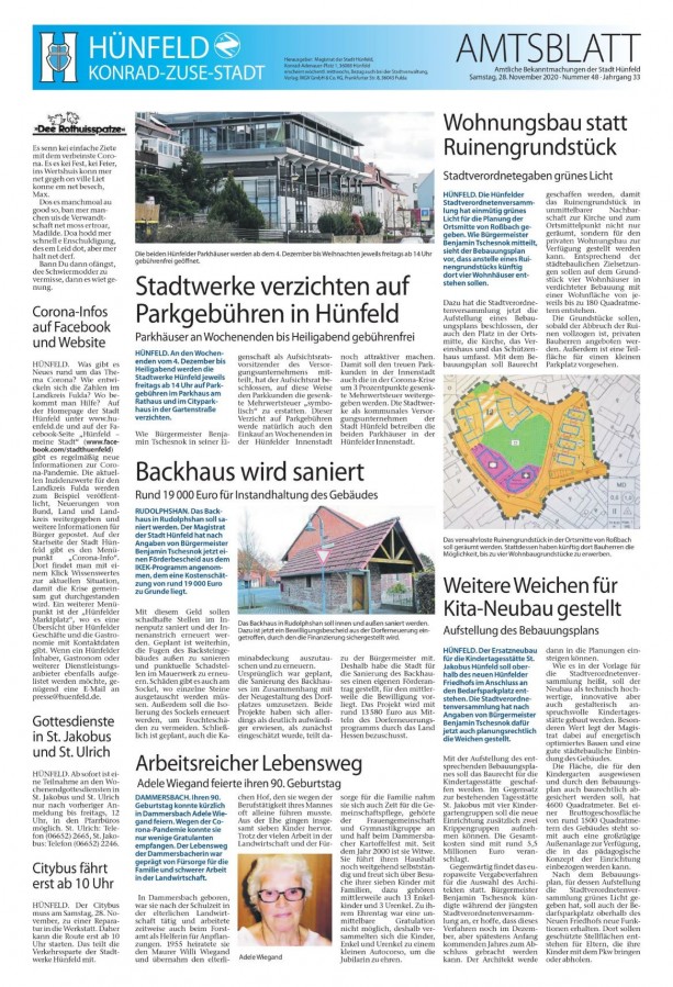 Amtsblatt vom 28. November 2020